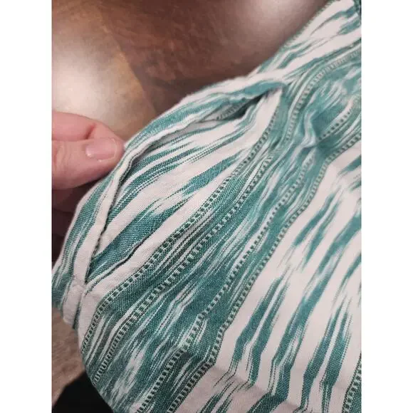 J.Jill Dress Women's Small Sleeveless Woven Embroidered Green Stripe 100% Cotton - Picture 5 of 8